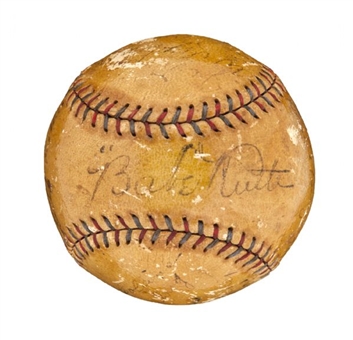 1927 World Champion Murderers Row New York Yankees Team Signed Baseball With 17 Signatures Including Ruth and Gehrig - Very Rare!